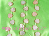 five strands of heart shaped pink shell strands